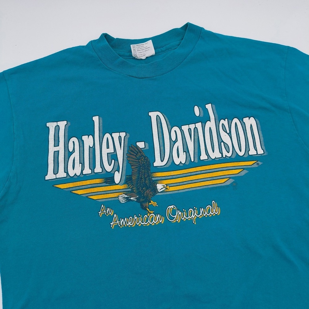 Vtg 80s Harley Davidson RK STRATMAN L T-Shirt Motorcycle Hanes Beefy Wisconsin